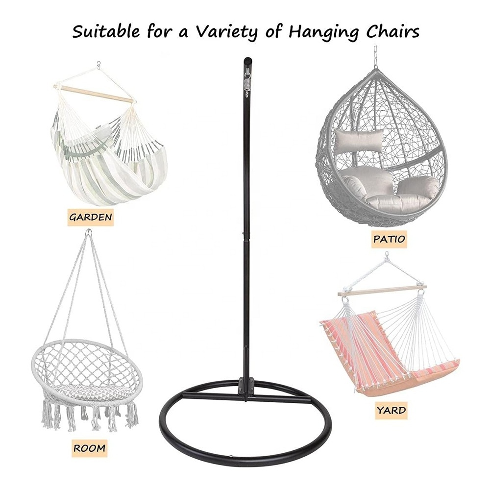 Steel U Shape Hanging Chair Stand Indoor Outdoor Hammock Chair Heavy Duty Black Hanging Chair Stand