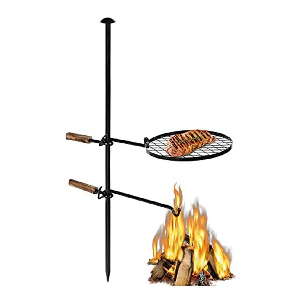 Adjustable Swivel Campfire Grate Heavy Duty Steel Portable Fire Cooking Camping BBQ Grill