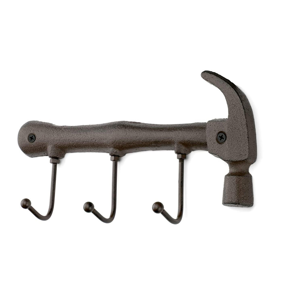 Designed Metal Hammer Wrench Wall Mounted Hook Tool Hanger Key Clothes Hook Shop Towel Holder Garage Decor J Hook Hanger