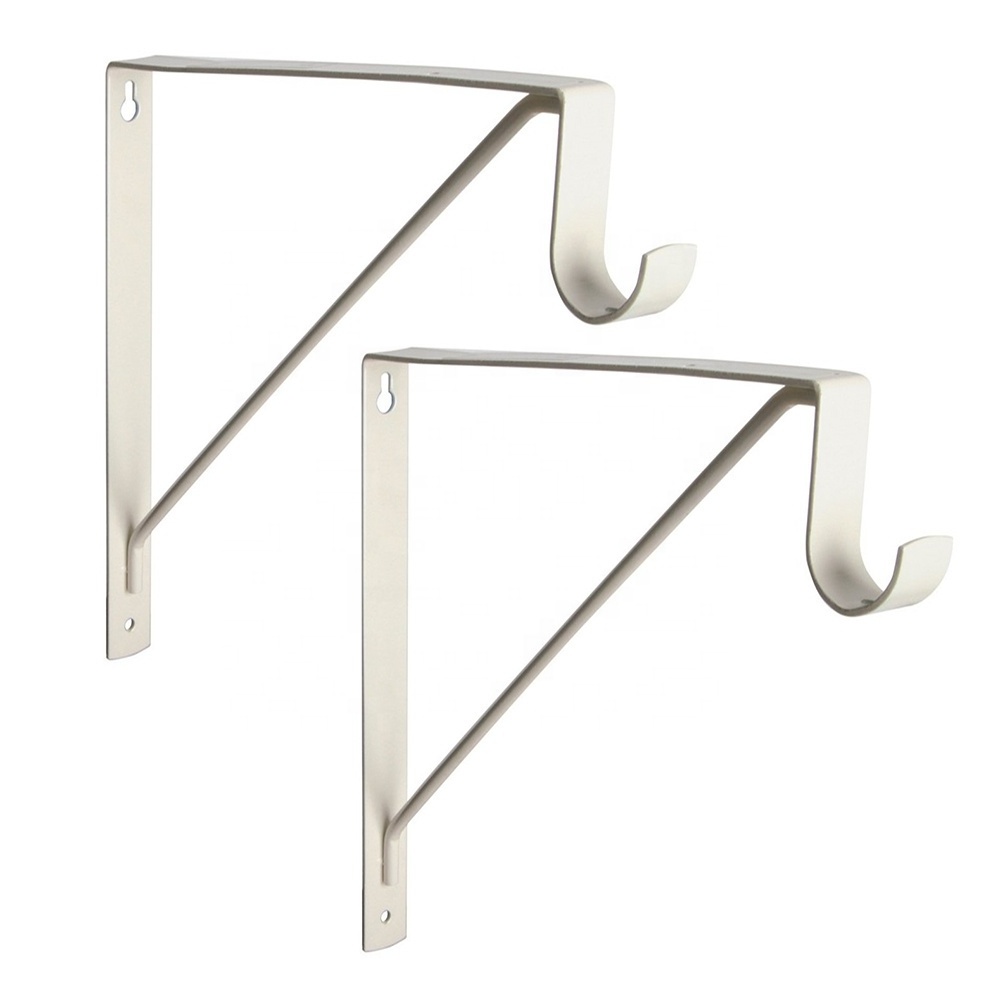 White Heavy Duty Adjustable Metal Closet Rod & Shelf Support J Bracket Wall Shelf Cast Iron Shelf 12 Inch Floating Bracket