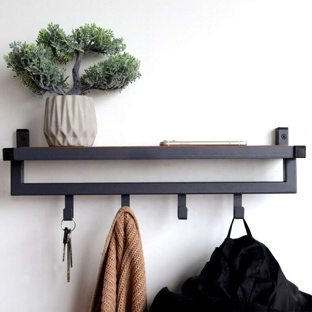 Wall Coat Rack Metal Folding Coat Rack Wall Floating Shelves with Hooks