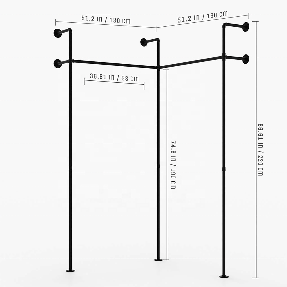 Industrial Style Clothing Store Display Rack Clothes Hanger Rack Metal Iron Clothes Display Racks Shelf For Clothing Shop