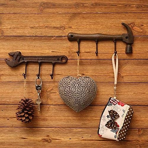 Designed Metal Hammer Wrench Wall Mounted Hook Tool Hanger Key Clothes Hook Shop Towel Holder Garage Decor J Hook Hanger