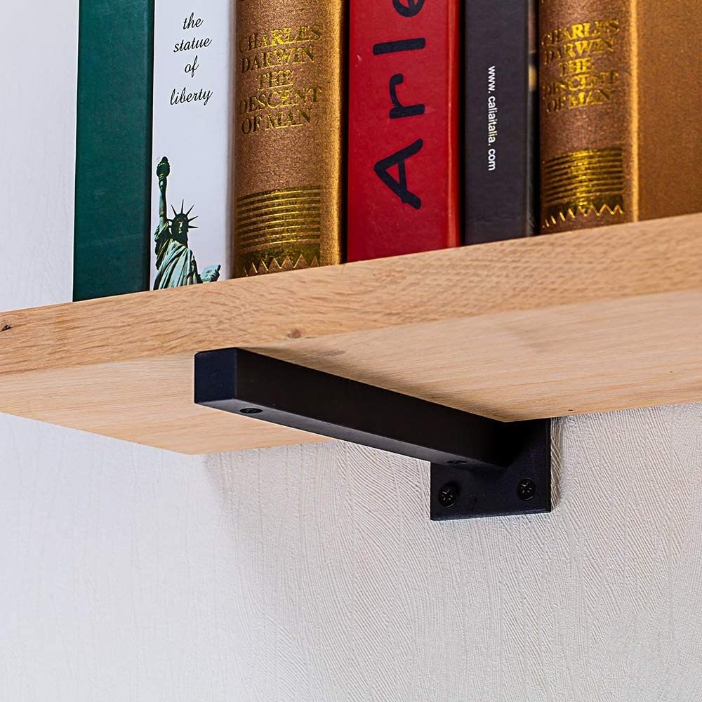 Square Tube Wall Shelf Bracket Partition Load-Bearing Shelf Support Wrought Iron Bookshelf Wood Metal Support Concealed Shelves