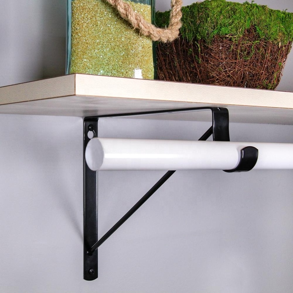 White Heavy Duty Adjustable Metal Closet Rod & Shelf Support J Bracket Wall Shelf Cast Iron Shelf 12 Inch Floating Bracket