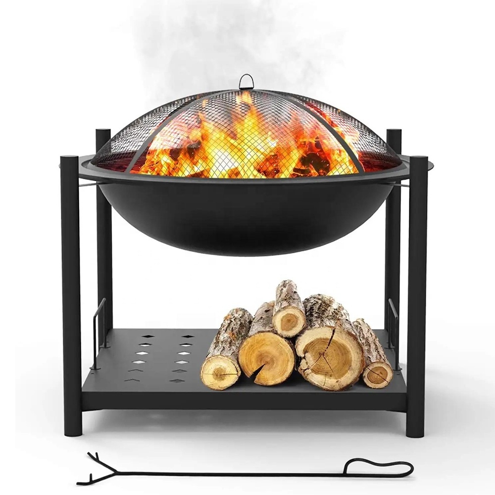 Portable Outdoor Fire Pit Steel BBQ Grill Burning Fire Pit Bowl Camping Picnic Bonfire Pit