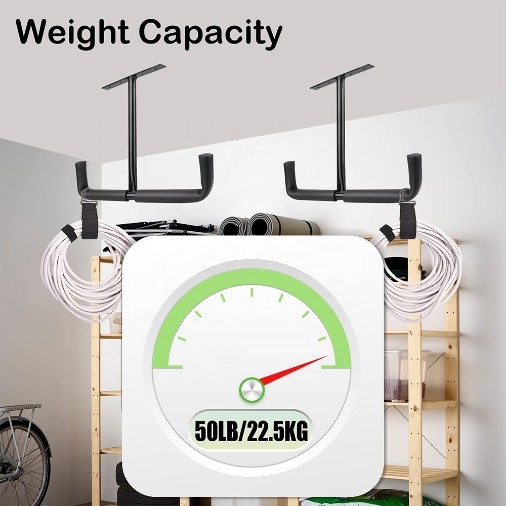 Overhead Garage Storage Rack Heavy Duty Overhead Storage Double Hook Lumber Ladder Ceiling Hanger Rack