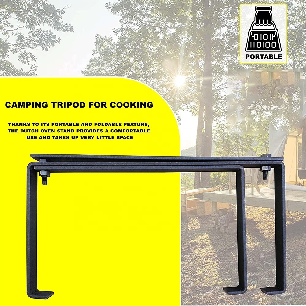 Camping Tripod for Cooking Cast Iron Fire Pit Stand Detachable Cooking Tripod for Campfire Outdoor Tripod Grill