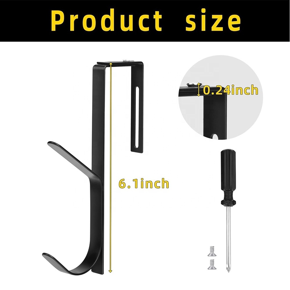 Adjustable Double Coat Hooks Wall Coat Hook Heavy Duty Metal Black Hook for Wall Panel