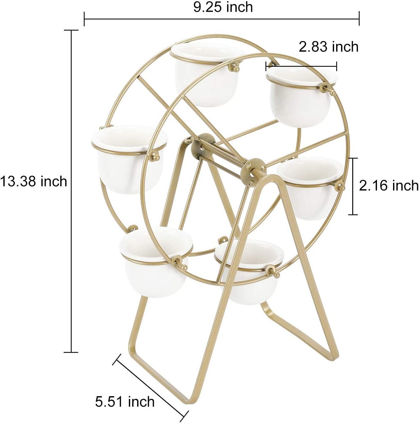 Modern Decorative Ferris Wheel Steel Plant Stand Creative Ceramic Indoor Gold Flower Display Planter Pot Stand Plant Rack