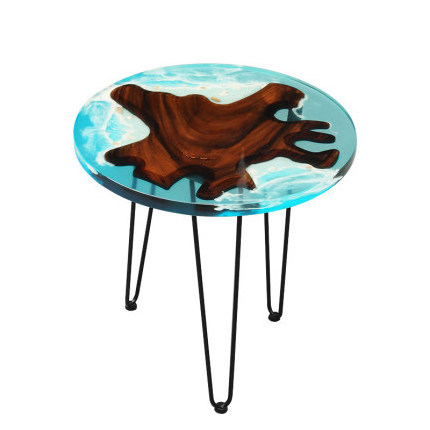 Modern Nordic Style Round Resin Coffee Table With Hairpin Legs Customized Table Top Epoxy Resin For Home Office Hotel