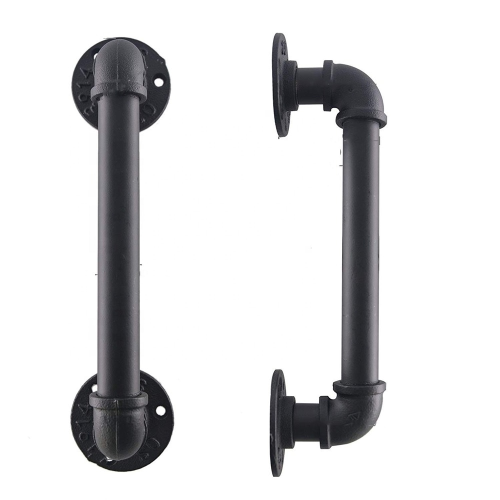 Industrial Antique Cast Iron Matt Black Pipe Black Door Pull Handle Door Dandle Black Kitchen Cabinet Drawer Handle Furniture