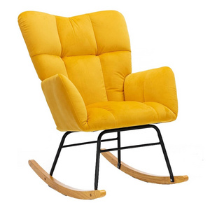 Modern Rocking Chair for Relaxation Single Accent Recliner Chair with Velvet Upholstery Metal Base for Living Room