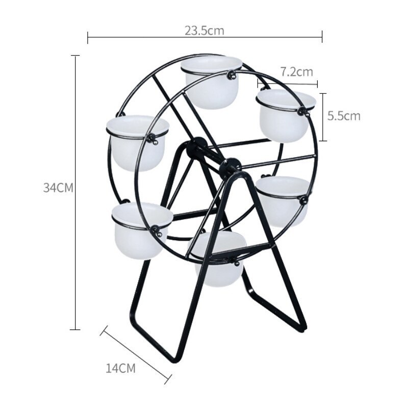 Modern Decorative Ferris Wheel Steel Plant Stand Creative Ceramic Indoor Gold Flower Display Planter Pot Stand Plant Rack