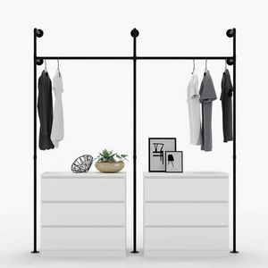 Industrial Style Clothes Rack For Clothing Store Metal Iron Black Racks For Clothes