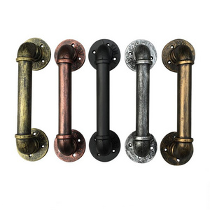 Industrial Pipe Door Pull Handle Cast Iron Furniture Drawer Pulls Handle Retro Metal Furniture Handle