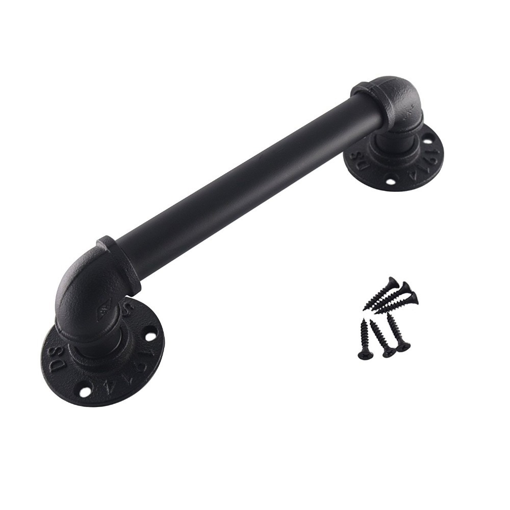 Industrial Pipe Door Pull Handle Cast Iron Furniture Drawer Pulls Handle Retro Metal Furniture Handle