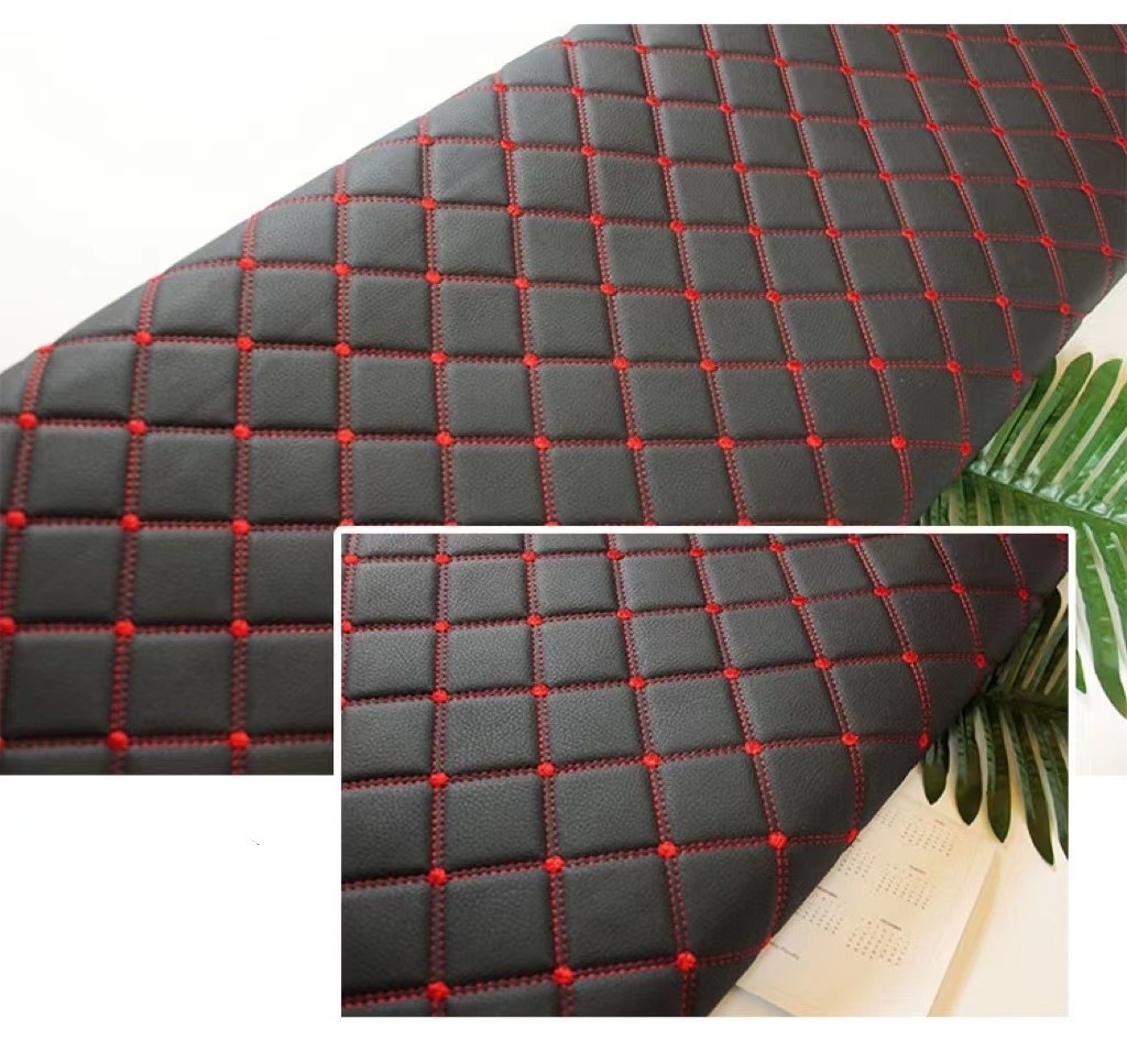 Leather with Embroidery for Car Seat Cover Sponge Foam Quilted Materials Hot Sale Pvc Car Upholstery Woven Durable Recycle