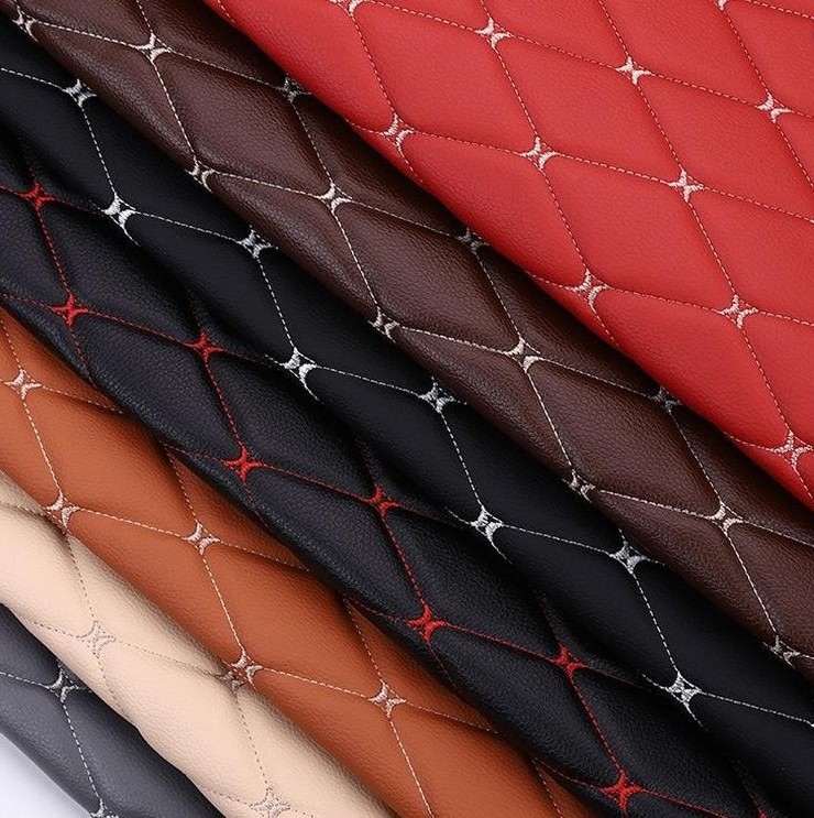 Leather with Embroidery for Car Seat Cover Sponge Foam Quilted Materials Hot Sale Pvc Car Upholstery Woven Durable Recycle