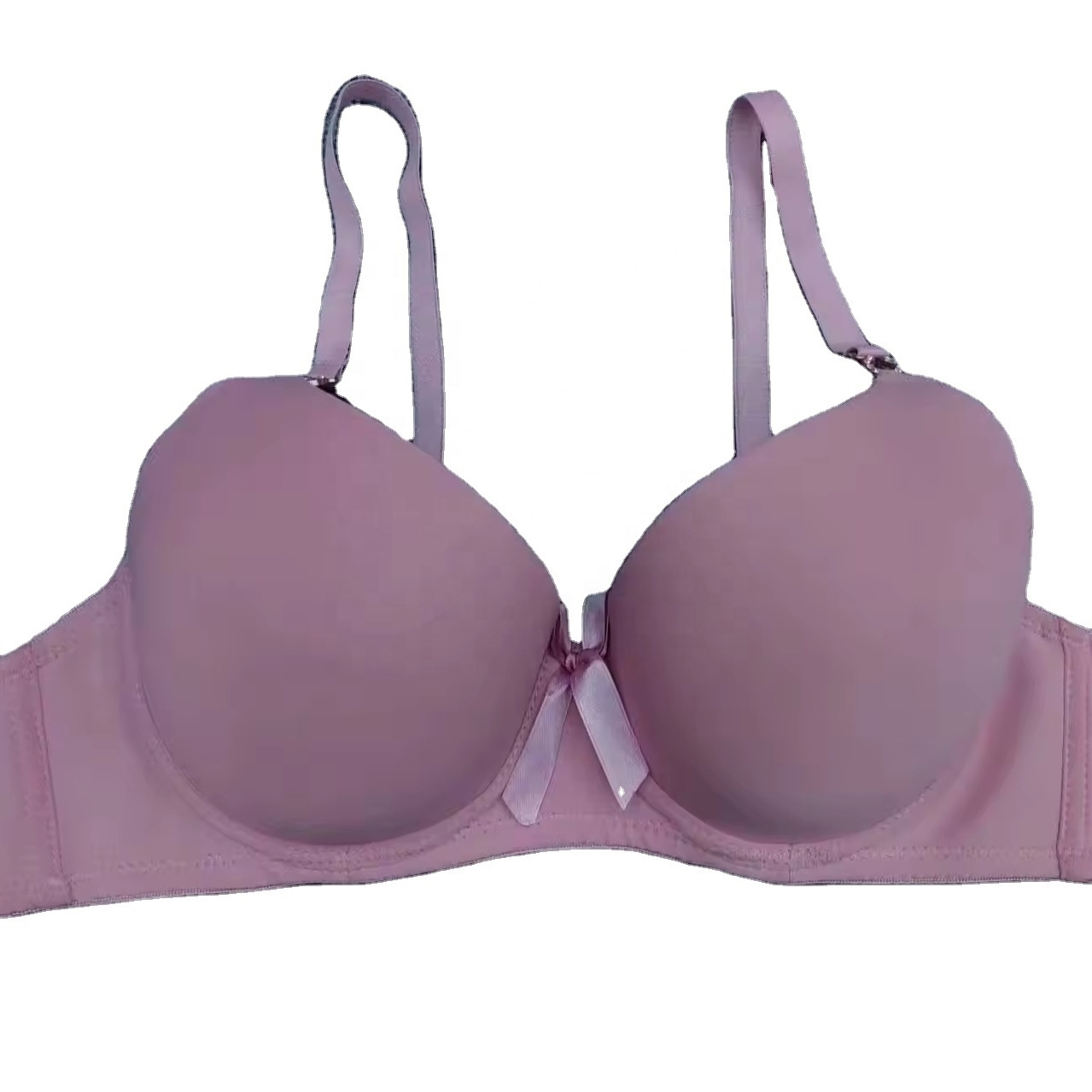 OEM Solid color Surface Fashion Simple Push Up Support lifting Glossy Breathable Daily Seamless With Ladies 's comfort bra