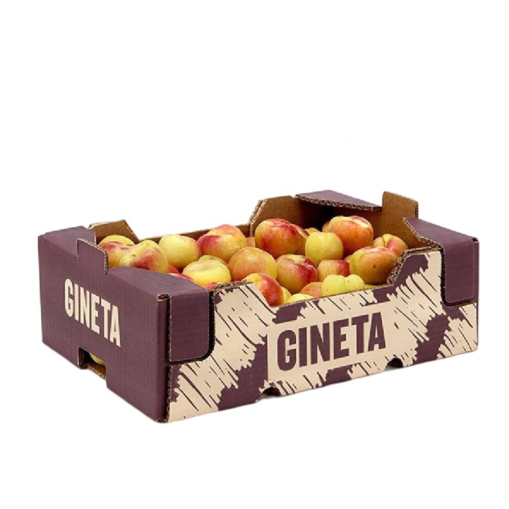 Custom Corrugated Cardboard Handle Fruit Packaging Carton Box With Dividers Date Fruit Carton Box Eco-friendly