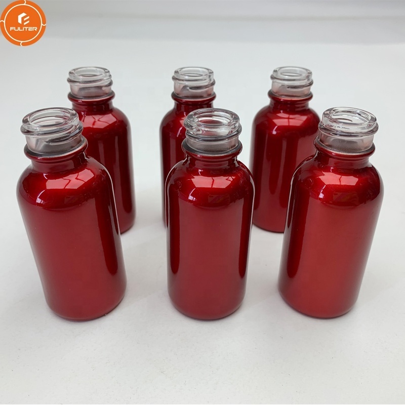 30ml Luxury Red Boston Round Glass Essential Oil Spray Dropper Cartridge Bottle Without Caps