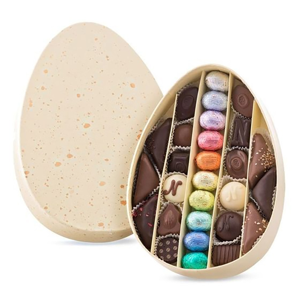 Unique Cardboard Paper Oval Egg Shaped Chocolate Gift Box With Ribbon Decoration Celebration  Chocolate Packaging Gift Box