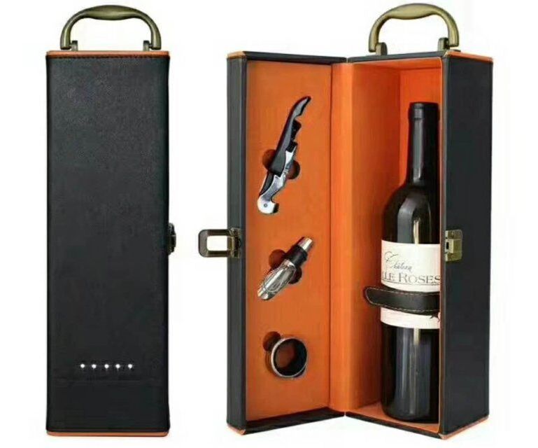 Wholesale Luxury PU Leather Gift Bottle Packaging Luxure Wine Box with Tools Accessories