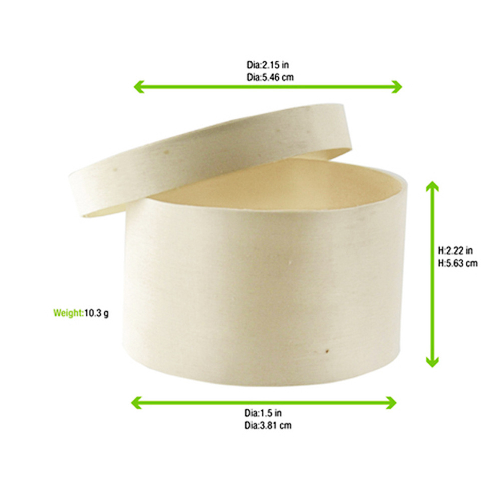 Wholesale wooden round degradable Veneer Luxury bento separate Mini Cheese Cake Balsa Wood Cheese Packaging Boxes