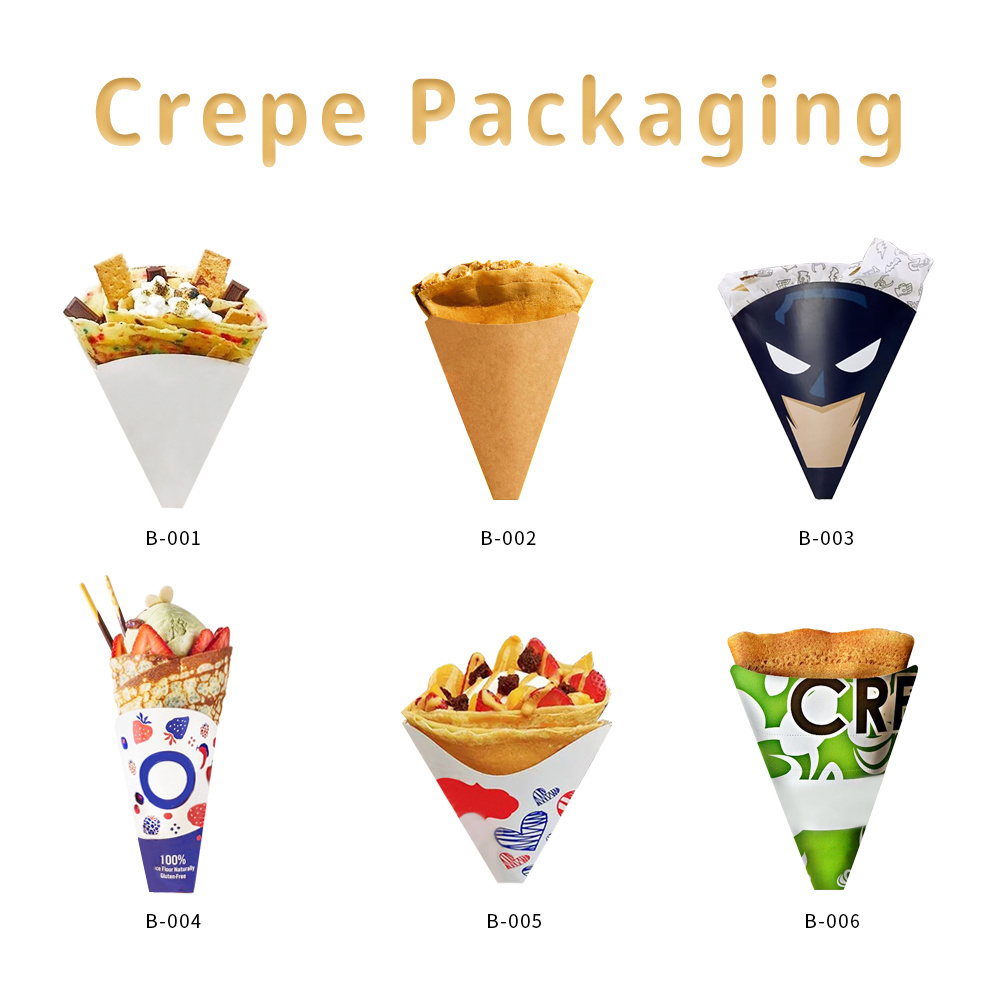 Custom Cheaper Egg Waffle Packaging Box Paper Crepe Cone Packaging