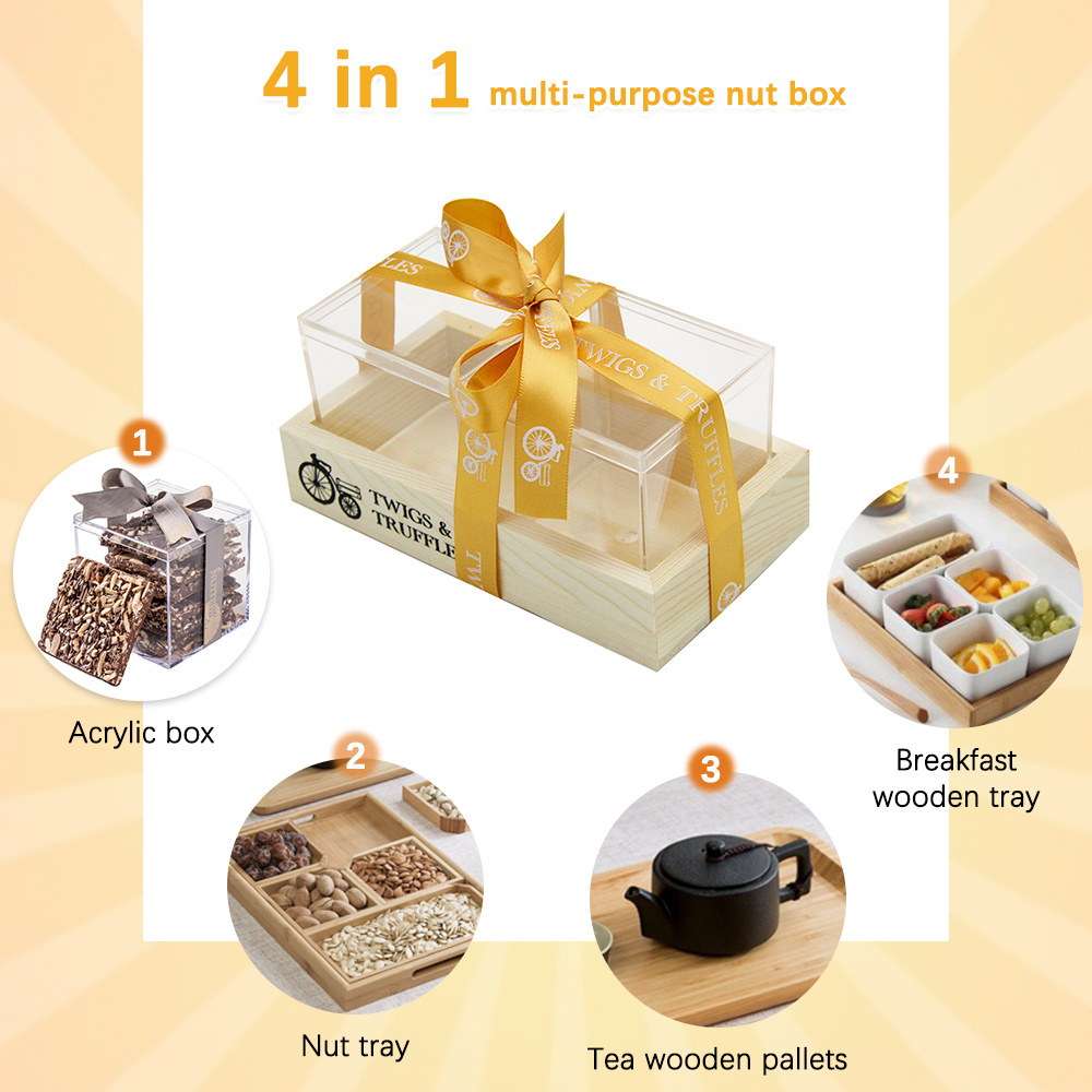 Wholesale Recycle Decorative Fancy Paper Dry Fruits Dates Nuts Ribbon Display Storage Gift Box