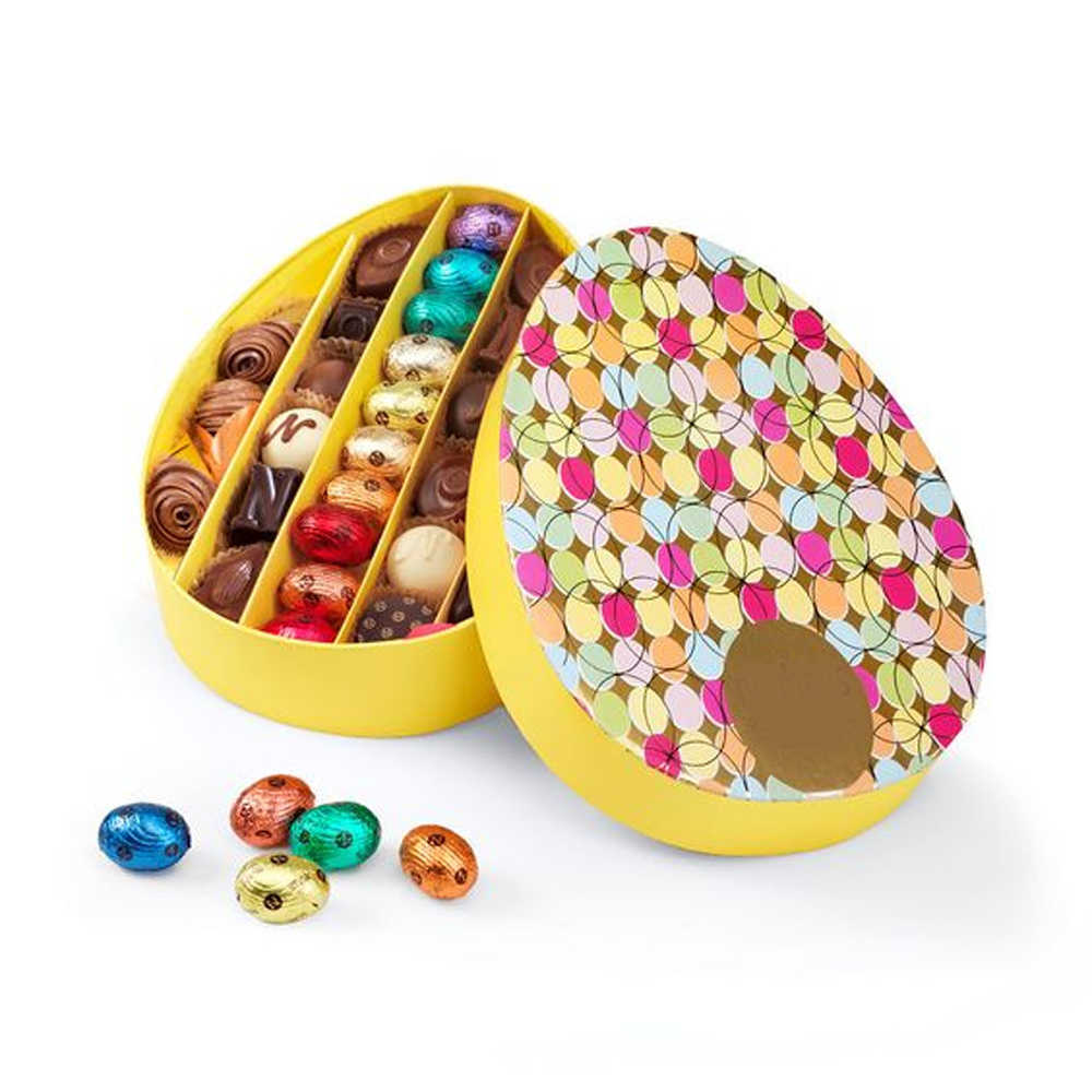 Unique Cardboard Paper Oval Egg Shaped Chocolate Gift Box With Ribbon Decoration Celebration  Chocolate Packaging Gift Box