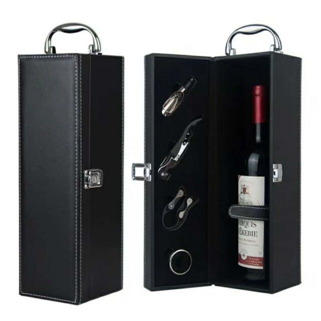 Wholesale Luxury PU Leather Gift Bottle Packaging Luxure Wine Box with Tools Accessories