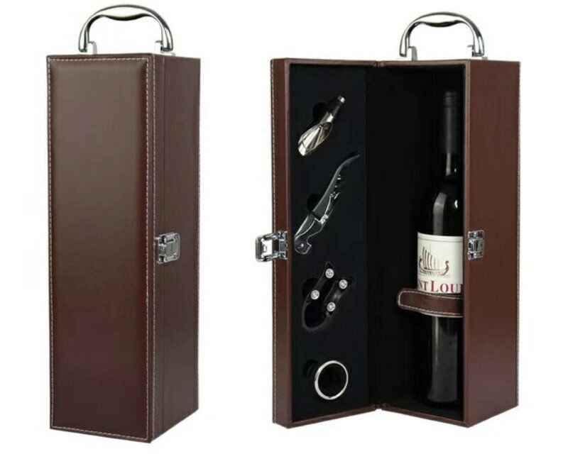 Wholesale Luxury PU Leather Gift Bottle Packaging Luxure Wine Box with Tools Accessories