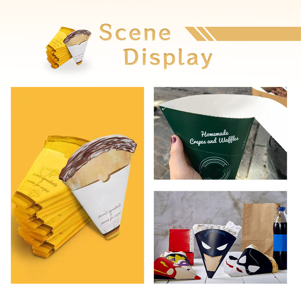 Custom Cheaper Egg Waffle Packaging Box Paper Crepe Cone Packaging