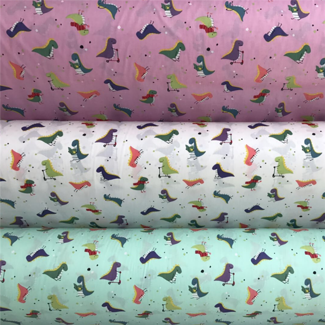 Cute dinosaur printing cotton fabric twill weaving 40s 133*72TC