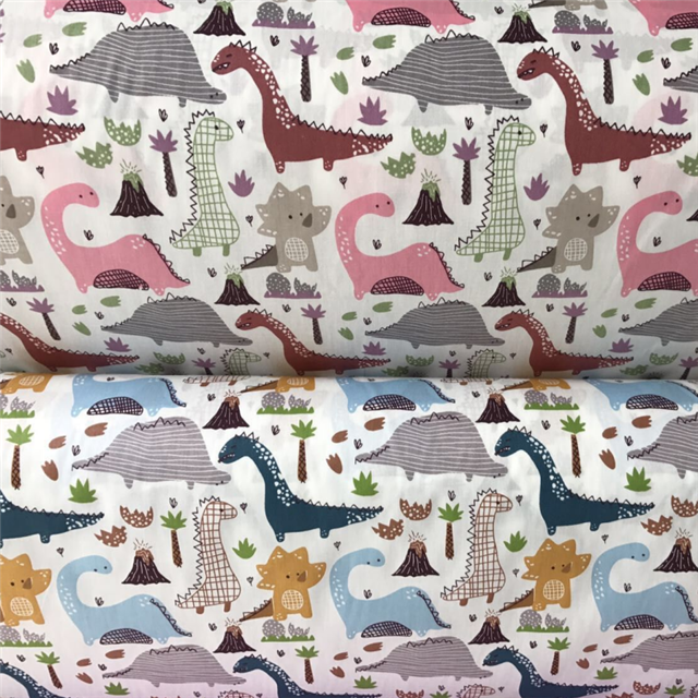 Cute dinosaur printing cotton fabric twill weaving 40s 133*72TC