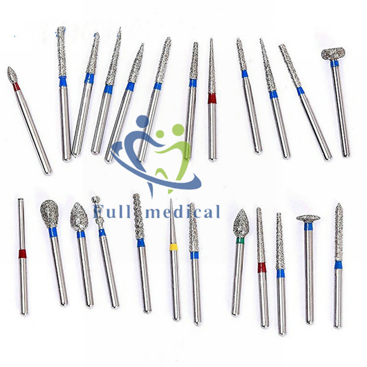 Dental High Speed Handpiece Diamond Burs Drills with Yellow Disinfection Holder 24pcs/box