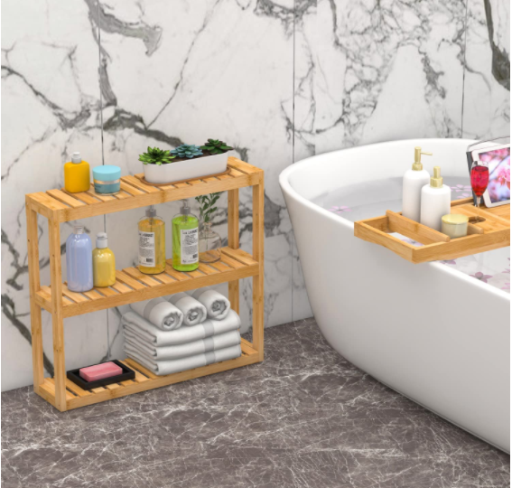 Bamboo Display rack for living room bathroom office bathroom organizer over the toilet storage shelf