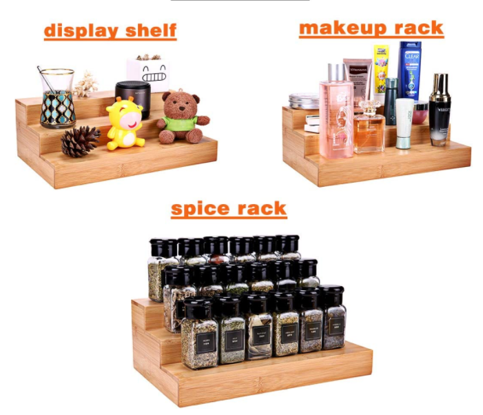 Expandable bamboo adjustable spice rack