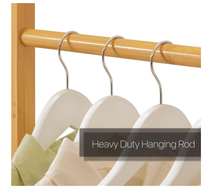 Free standing bamboo garment rack cloth rack  3 Tiers Clothes Racks Clothing Storage Shelving