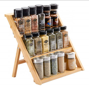 Bamboo 3 layer spice rack shelf ,wood bamboo spice rack