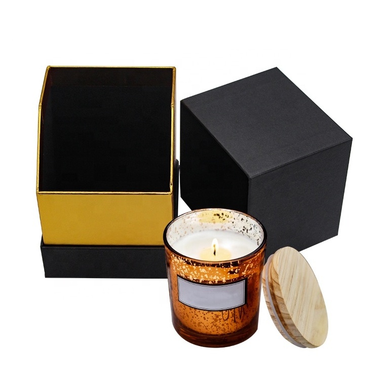 Vietnam Gift Box Custom Printing ECO Friendly Black Cardboard Paper Packaging Scented Candle Box With Lid and Base