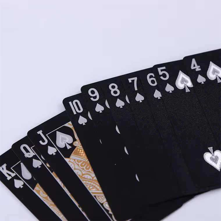 Gilded Side Playing Cards Set Custom Personalized Logo Luxury Game Black Foil 54 Poker Playing Card with Box