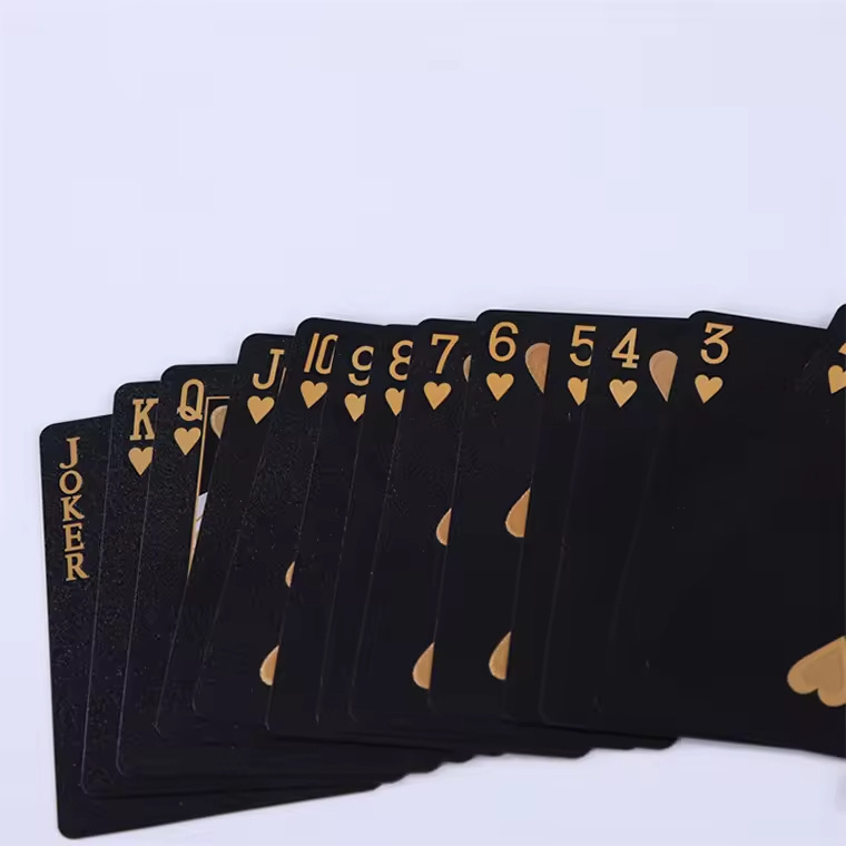 Gilded Side Playing Cards Set Custom Personalized Logo Luxury Game Black Foil 54 Poker Playing Card with Box