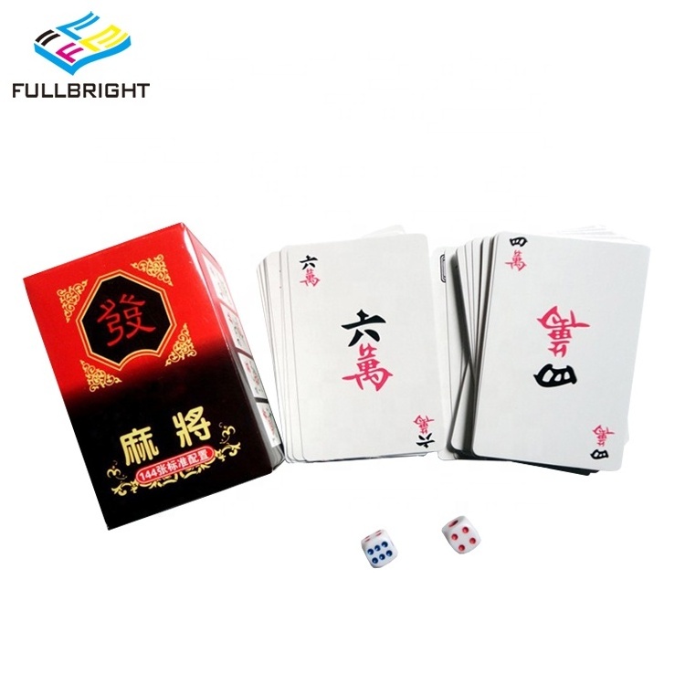 Portable Paper Mahjong Playing Cards Set Travel Mahjong Poker Card With 2 Acrylic Dices