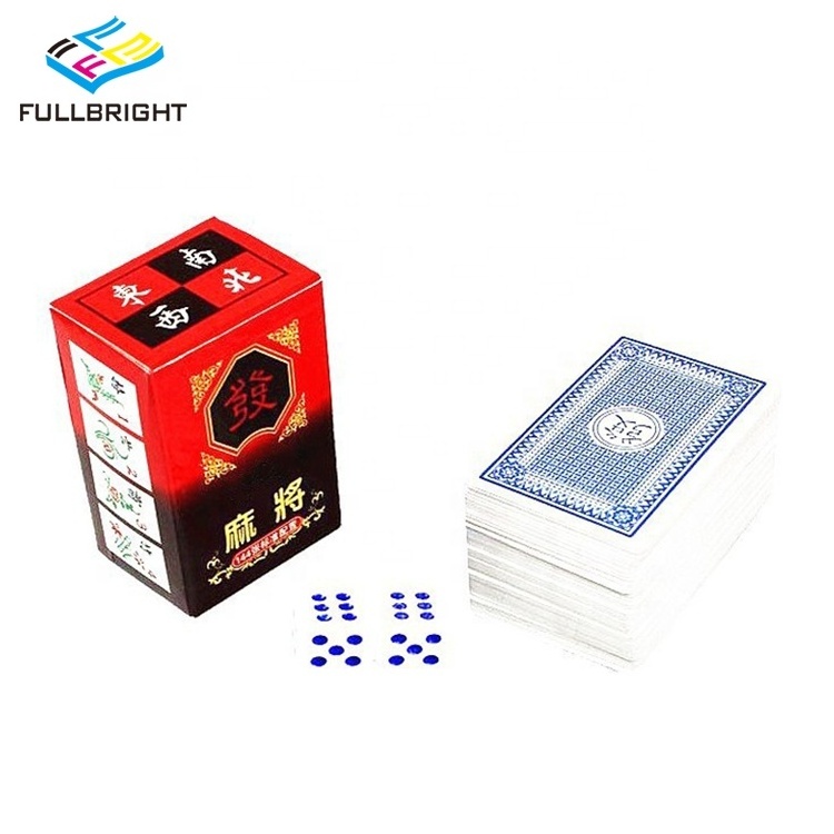 Portable Paper Mahjong Playing Cards Set Travel Mahjong Poker Card With 2 Acrylic Dices