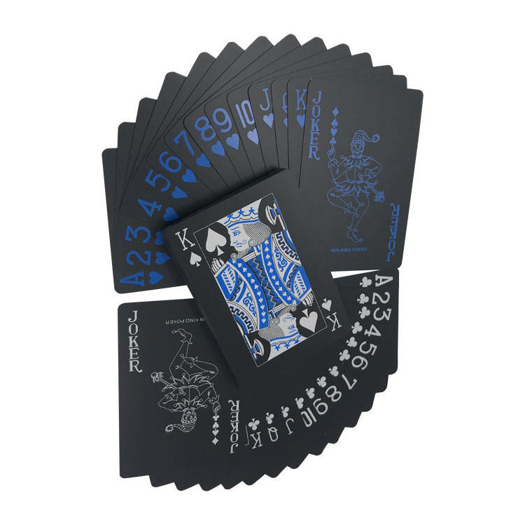 Custom Playing Cards Plastic 100% Kuwait Royal Coated Casino PVC Poker Games Waterproof Black Playing Cards Set