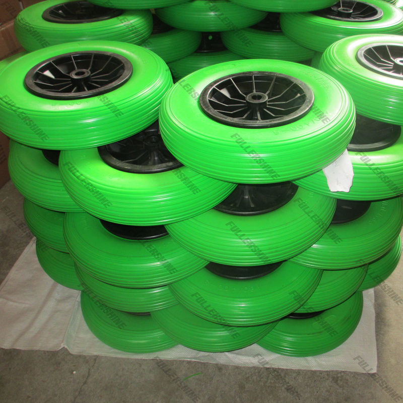 GREEN PU FOAM WHEEL 4.80/4.00-8 with plastic rim