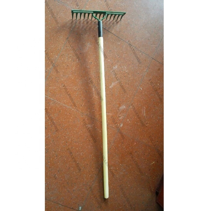 Wooden 14 Tine steel Leaf Lawn Rake / Hand Gardening Tools Outdoor Tools